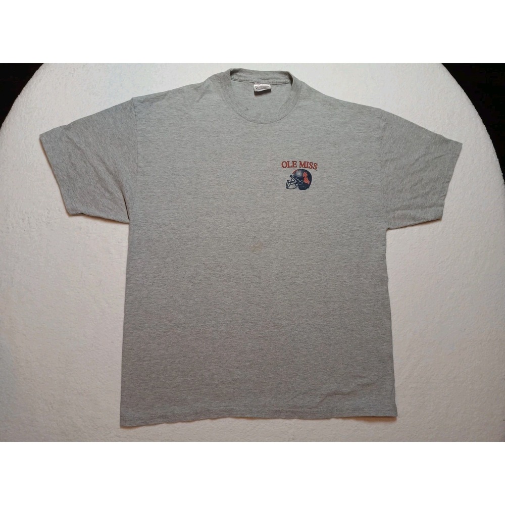 Vintage 2001 Ole Miss Football Fantasy Camp T Shirt Hanes Beefy T Gray Men XL